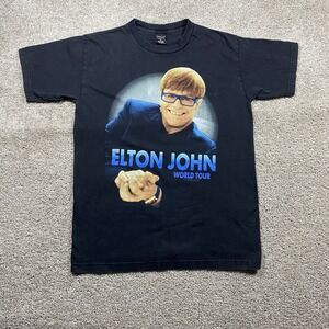 Elton John World Tour Mens Medium 97 Vintage Black Shirt Made In USA PolyGram‎